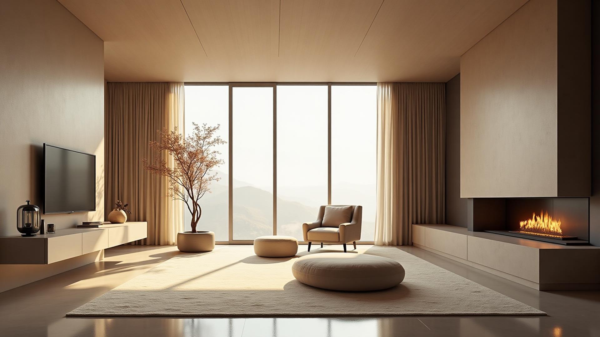 Calm luxury interior with warm natural light